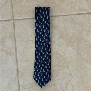 Snowman Classic Blue Tie with Red and White Pattern